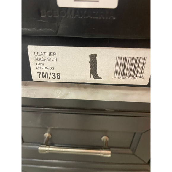 BCBGMAXAZRIA Toni Black Studded Leather Knee High Boots 7M / 38 NIB - Picture 3 of 10